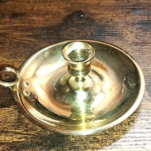 Solid Brass Chamberstick Baldwin Brass Candlestick Finger Holder Loop Vtg